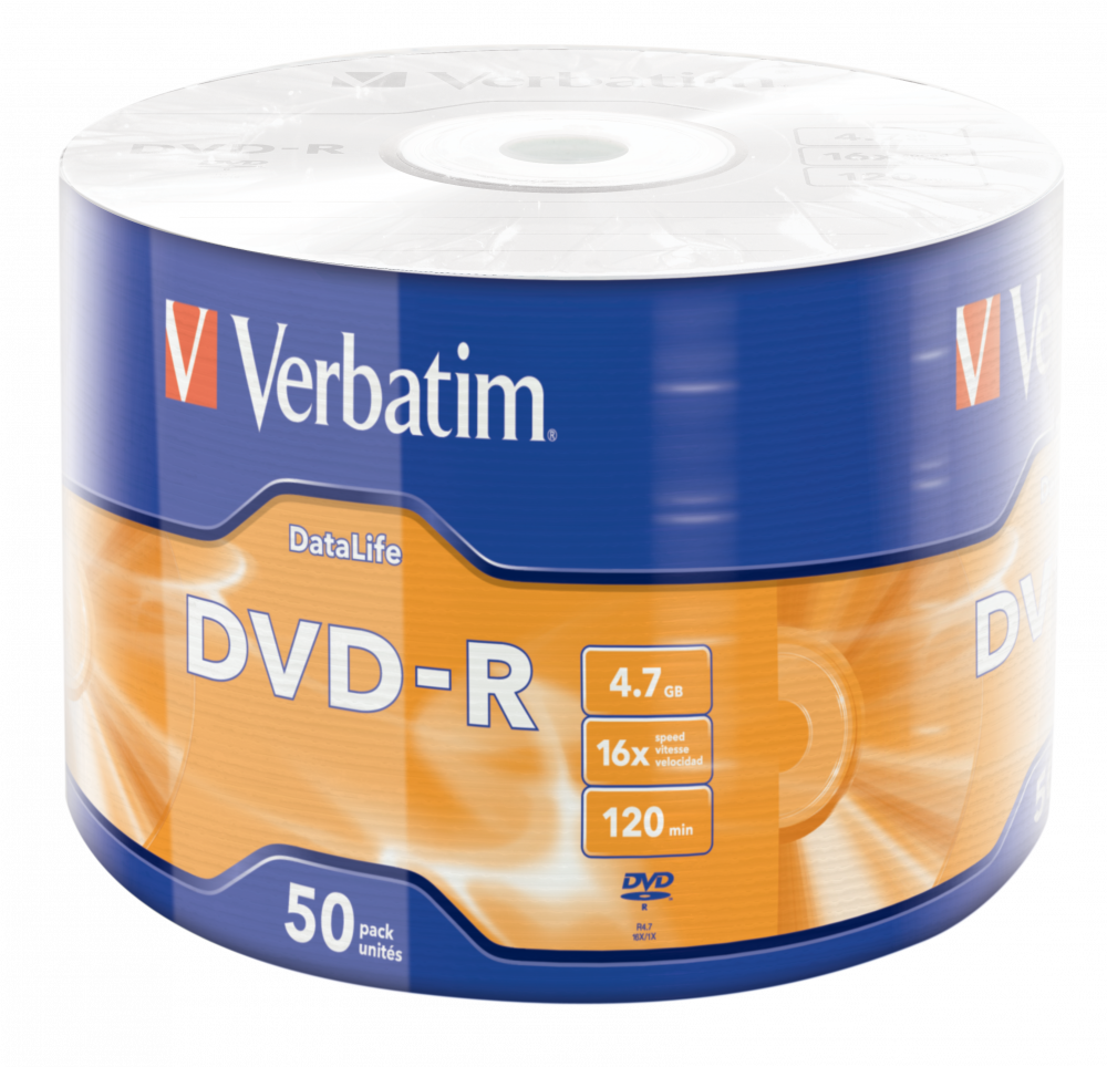 Verbatim DVD-R 4.7GB Recordable Blank DVD Shrink Wrap 16x Speed (Pack of 50) Part No. 43791 Verbatim DVD-R 4.7GB Recordable Blank DVD Shrink Wrap 16x Speed (Pack of 50) Part No. 43791